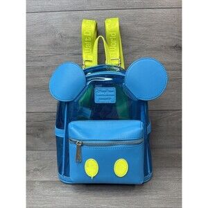 Disney Parks Loungefly Disneyland Neon Blue Clear Backpack Mickey Mouse